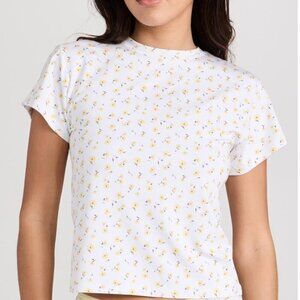 Women's Stripe & Stare x Camille Charriere Yellow Flower Baby Tee Size Small